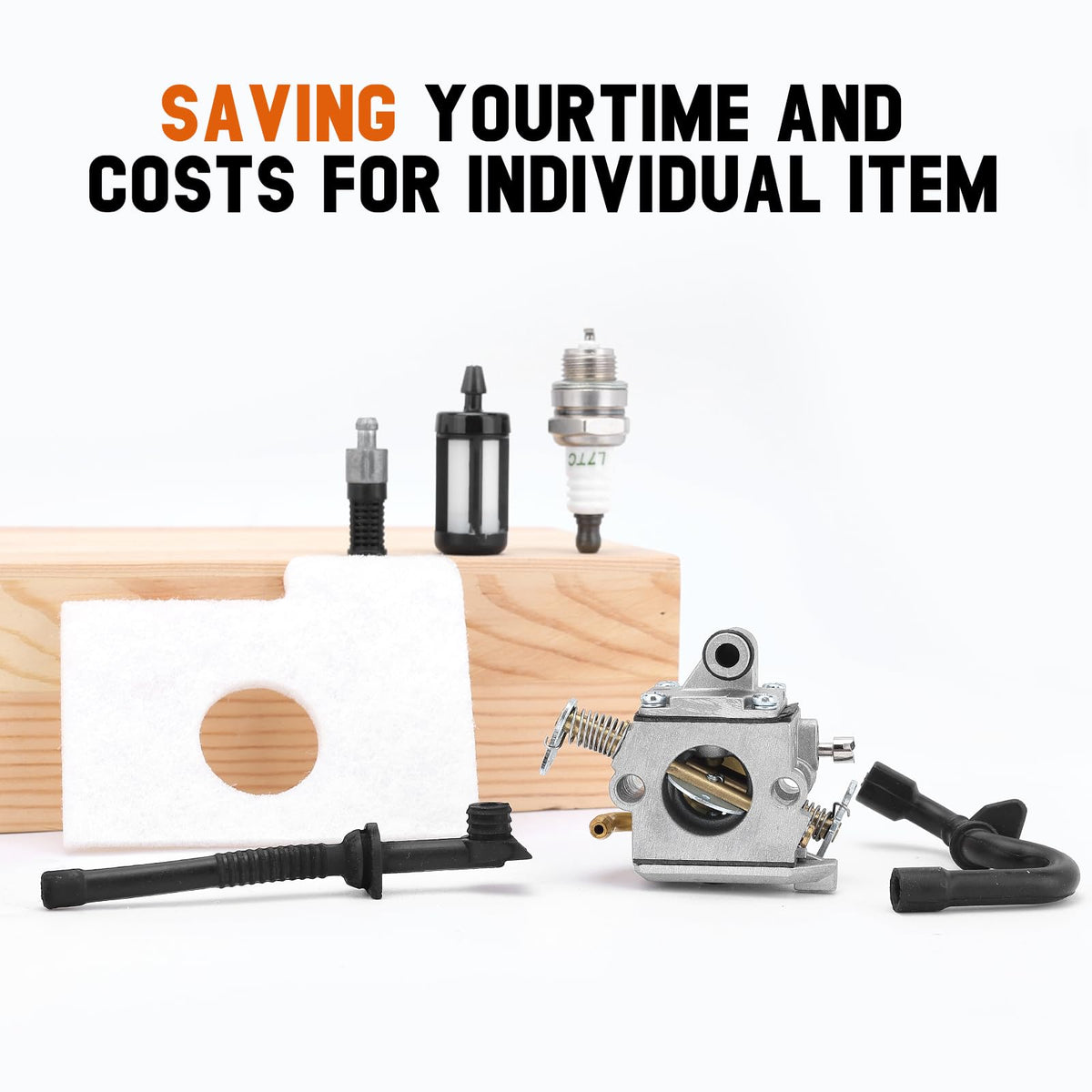 Savior MS170 carburetor spark plug included for ignition reliability.