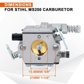 Savior MS250 carburetor side view illustrating accessible mounting and fit for MS230.