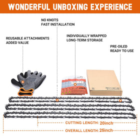 Chain surface with protective oil for reduced wear and smoother start