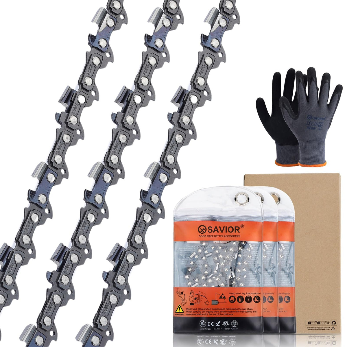 Savior S52 3-pack chainsaw chain ready for quick replacements