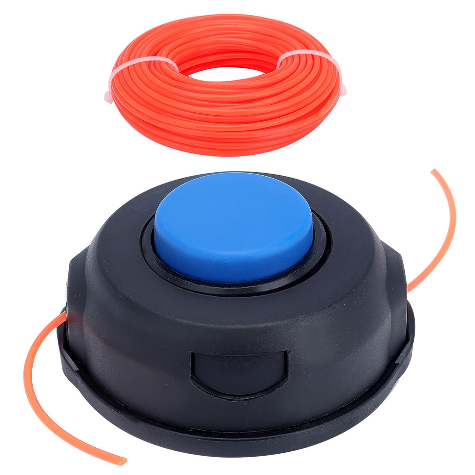 Savior T25 trimmer head close-up showing durable construction for reliable line feeding.