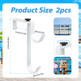 Adjustable pool fence hooks fit varying widths with easy hand-tightening