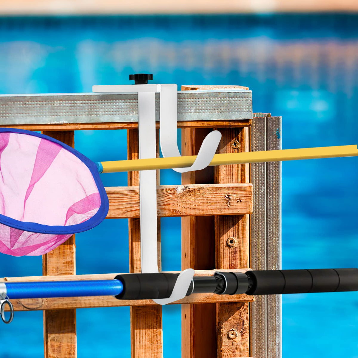 Fits wood, metal, or wall surfaces around pool areas