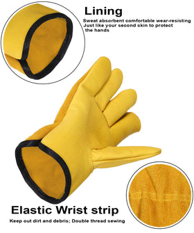 SAWANS leather gloves elastic wrist for secure fit and debris protection