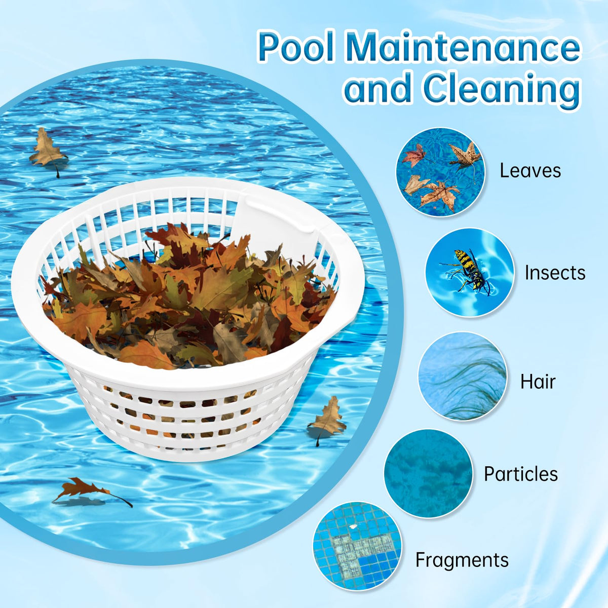 Sawluv 8928 two-pack skimmer baskets for easy replacement during cleaning.
