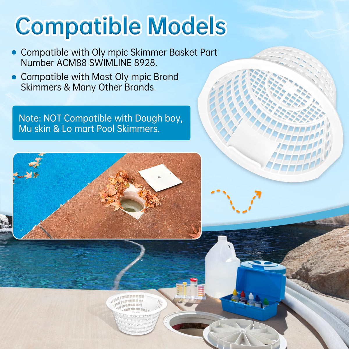 Durable plastic construction from Sawluv ensures long-term pool skimmer performance.