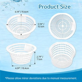 Sawluv 8928 skimmer basket with perforated grid captures leaves and debris effectively.