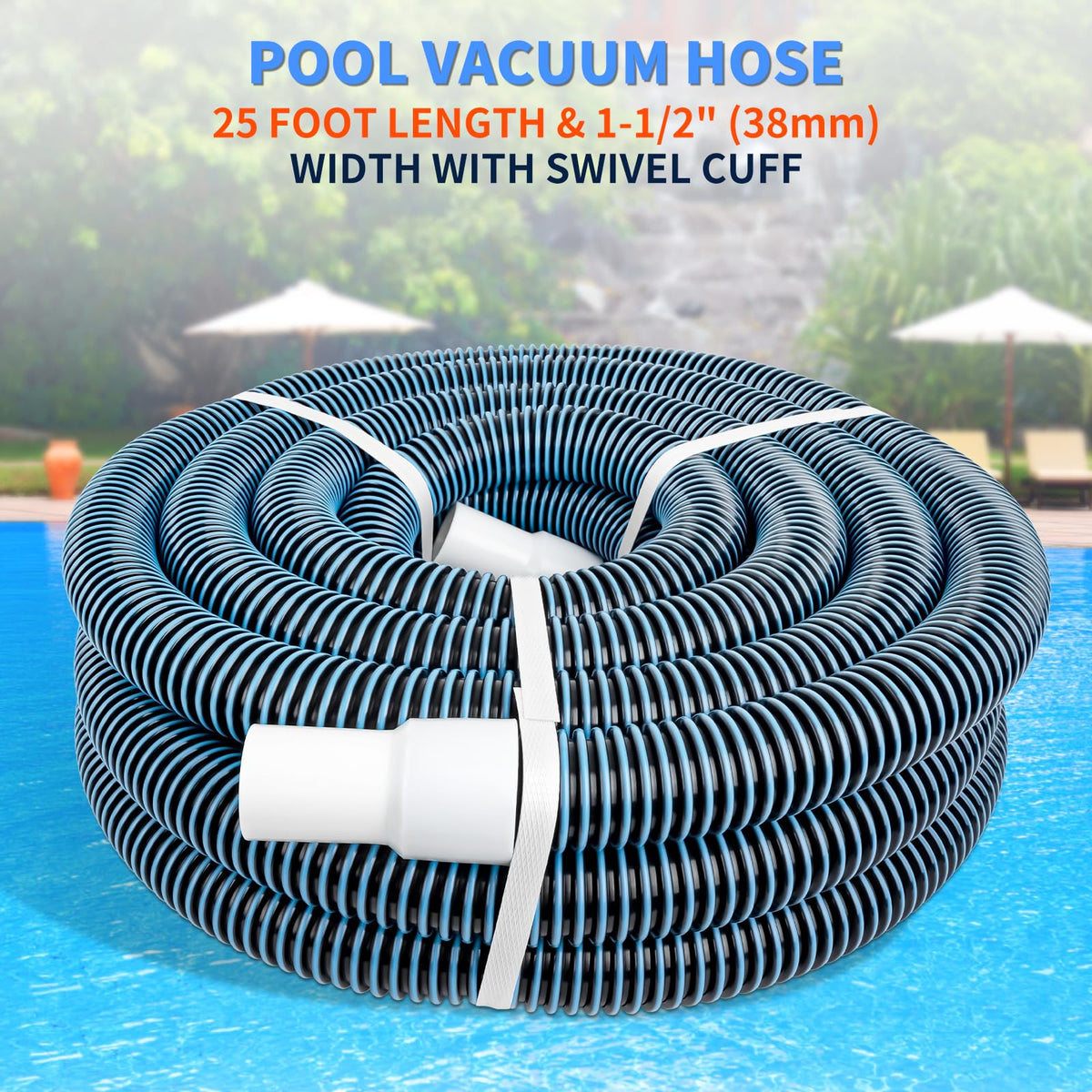 Sawluv universal compatibility hose secures to standard pool heads