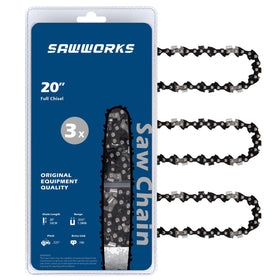 SawWorks 3-pack 20 inch chain ready for quick replacement and consistent cuts