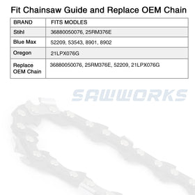 SawWorks Blue Max 53543 chain with wear resistance for tough use