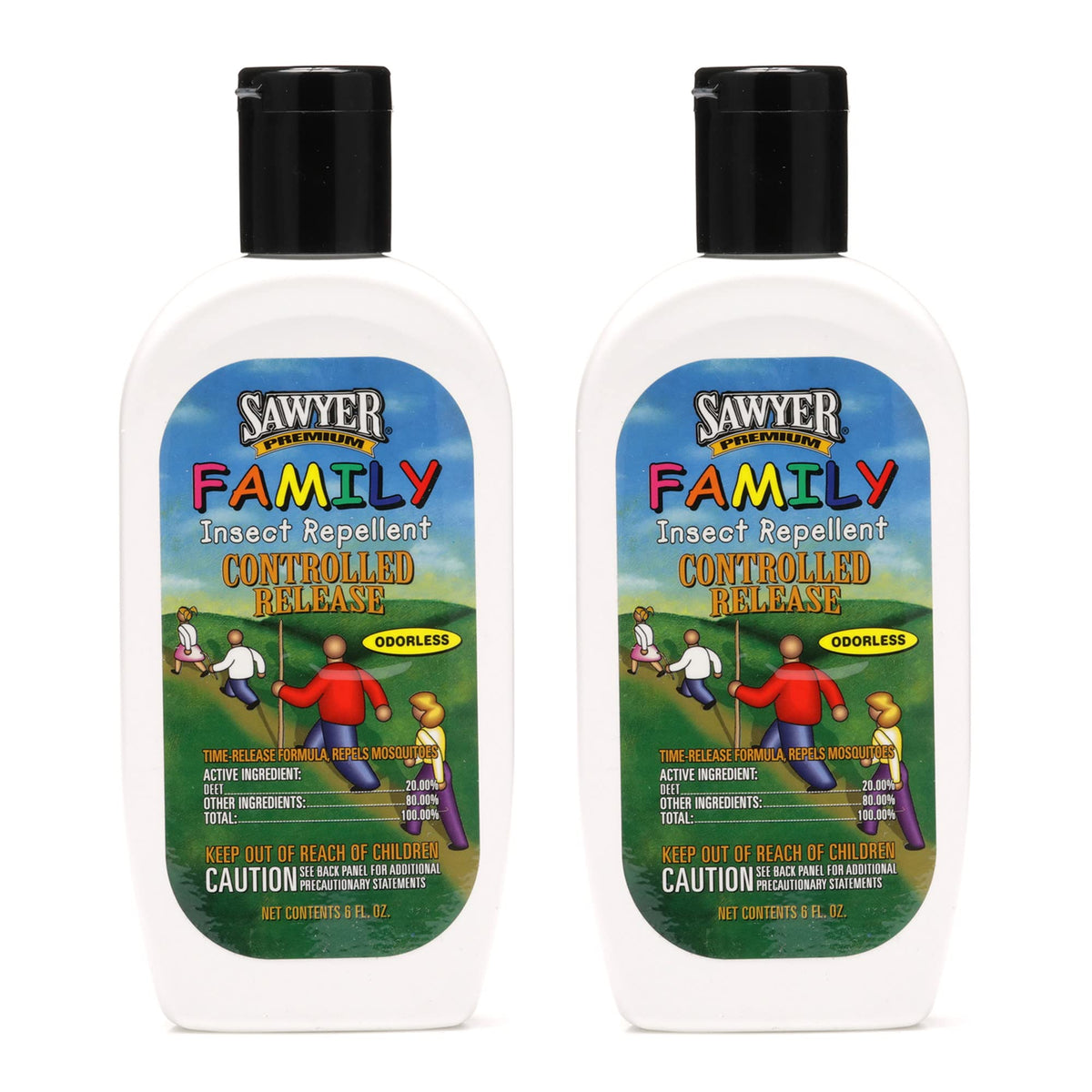 Sawyer Premium Family Insect Repellent bottle with 20% DEET for long-lasting outdoor protection.