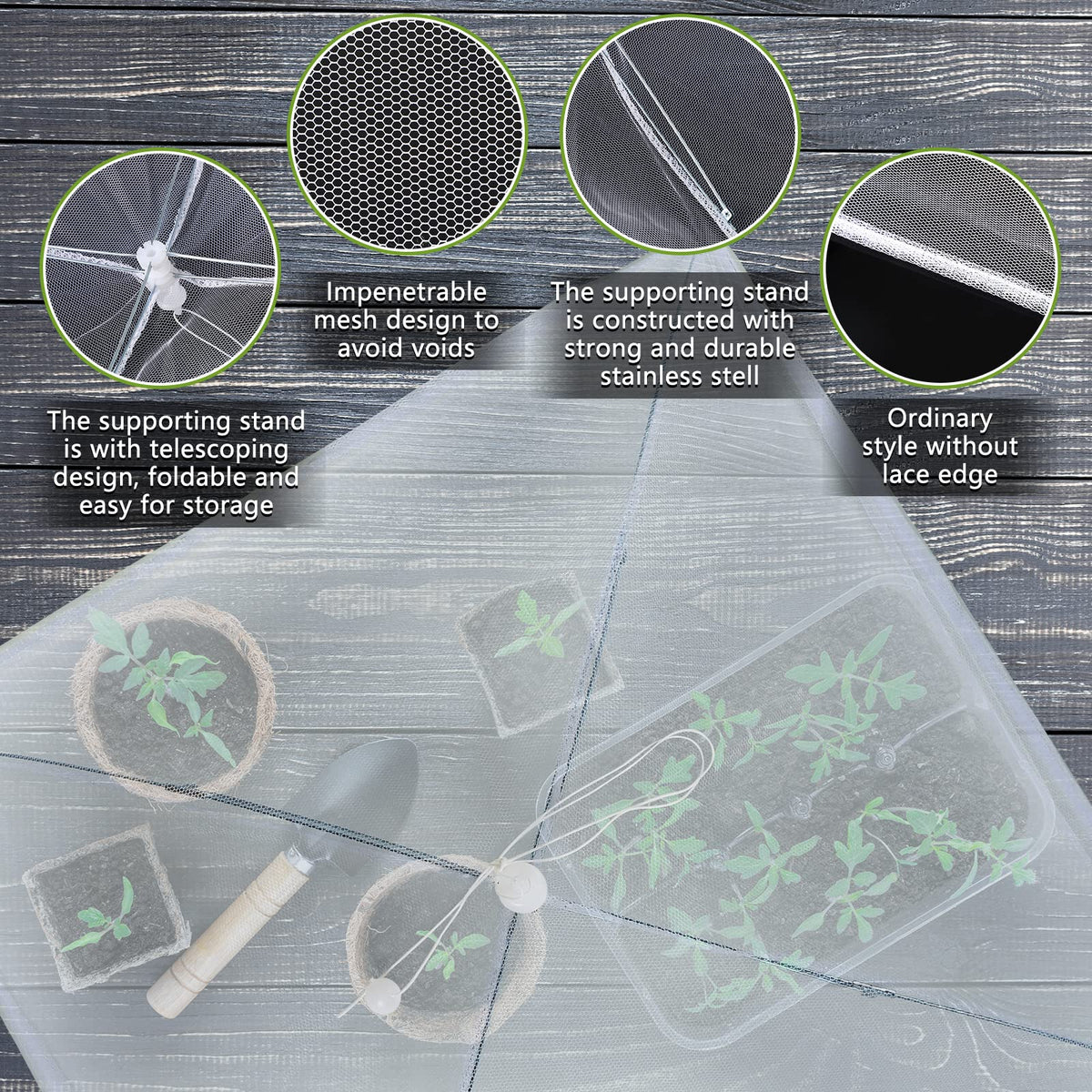 Sawysine foldable plant net cover shown flat for easy storage and quick setup.