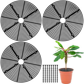 Sawysine black 11.8 inch plant pot cover grid protects soil and keeps spaces tidy.
