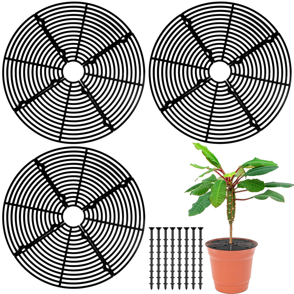 Sawysine black 11.8 inch plant pot cover grid protects soil and keeps spaces tidy.