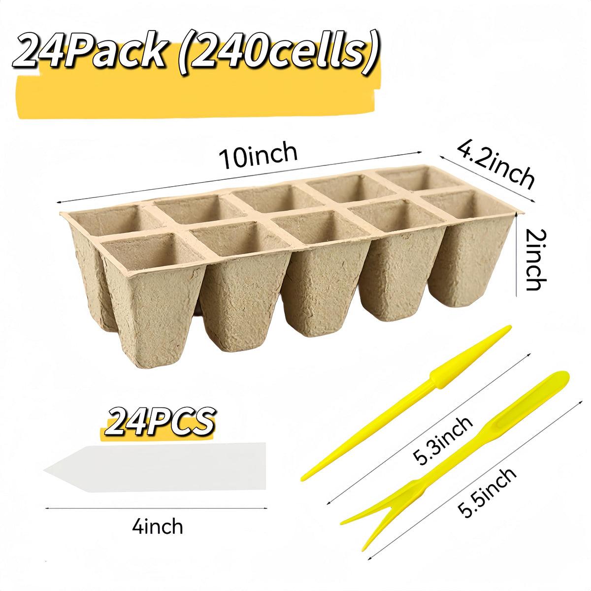 Sayehuanye biodegradable peat pots shown in tray set for easy transplant.
