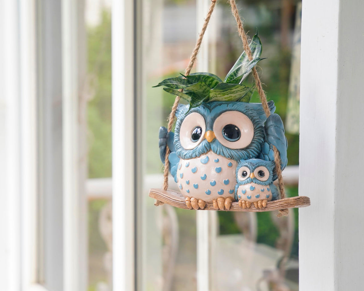 Saysmile hanging plant holder showcases string of pearls in a cozy home nook.