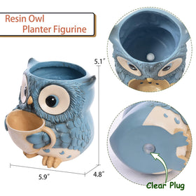 Saysmile owl planter crafted in resin resists fading and cracking for year-round display.