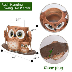 Saysmile Swing Owl planter in durable resin, ready for outdoor use