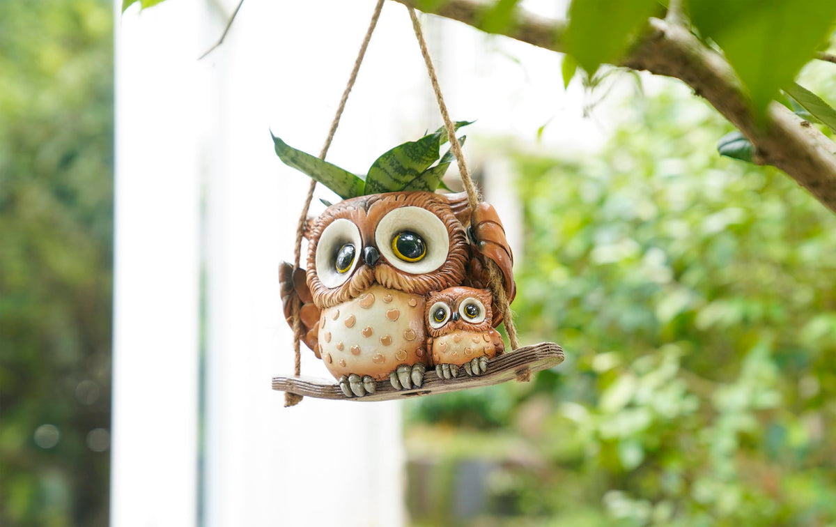 Saysmile Swing Owl planter presented as a charming gift for plant lovers