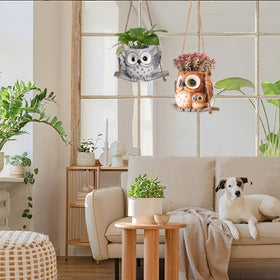 Saysmile Swing Owl planter suited for indoor-outdoor placement of small plants