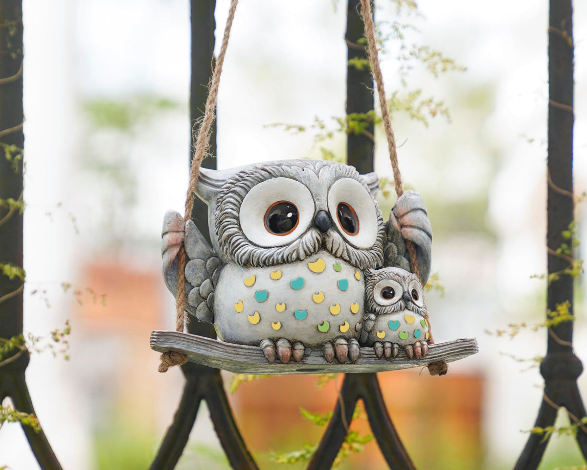 Saysmile Swing Owl Planter with succulent demonstrates ideal compact planter