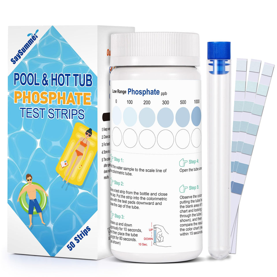 SaySummer phosphate test kit for pool with color chart for quick readings.