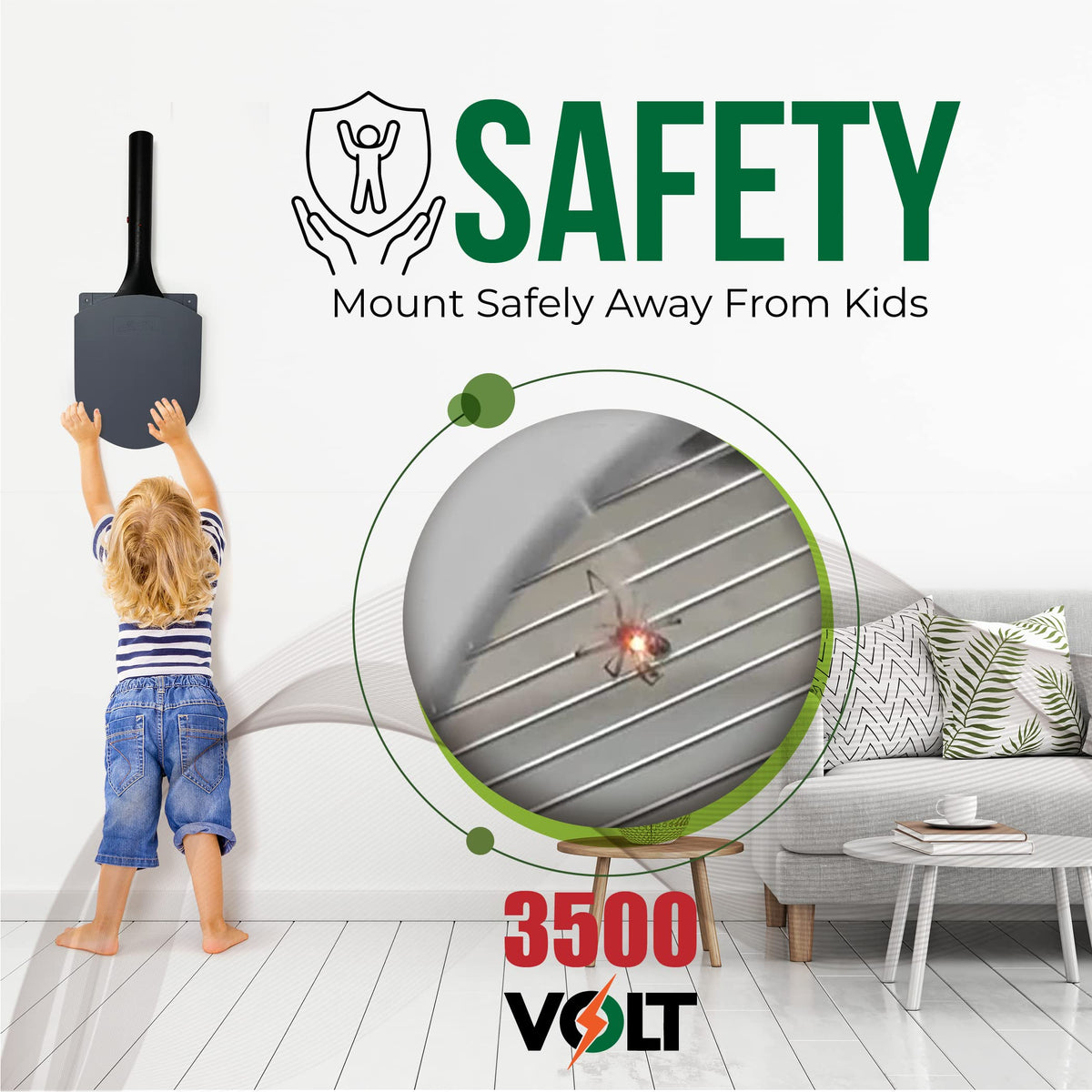 SBL Home wall case display zapper keeps the racket safely stored after use