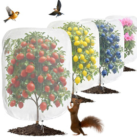 Scatsi plant protector bag over seedlings shields from pests while sunlight passes through.