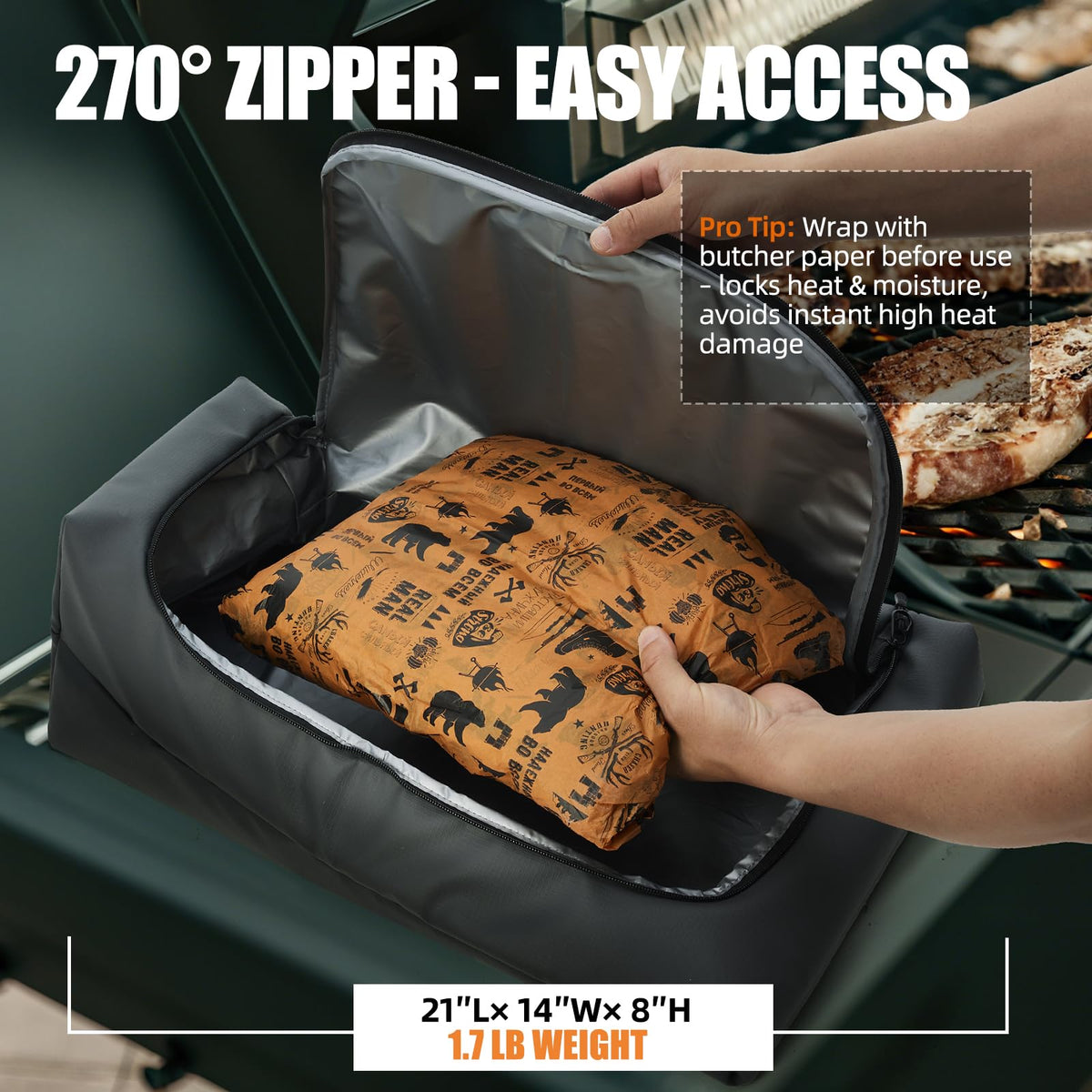 SCAUSY sealed zipper emphasizes leak-proof design during resting.