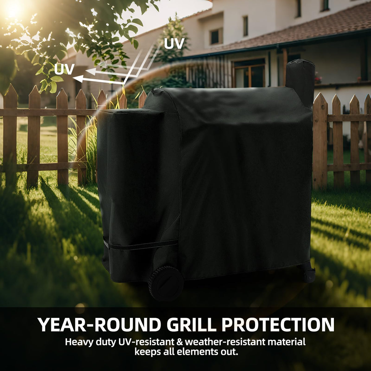 SCAUSY 600D UV-resistant fabric protects the grill from sun fading