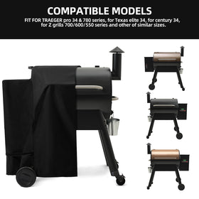 SCAUSY pellet grill cover ready for outdoor use with tear-resistant fabric