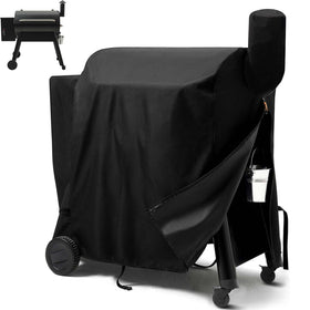 SCAUSY pellet grill cover on Traeger Pro 34 front view protects against rain and dust