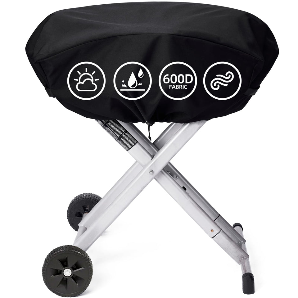 SCAUSY portable grill cover for Coleman Roadtrip 285 shields from rain and dust.