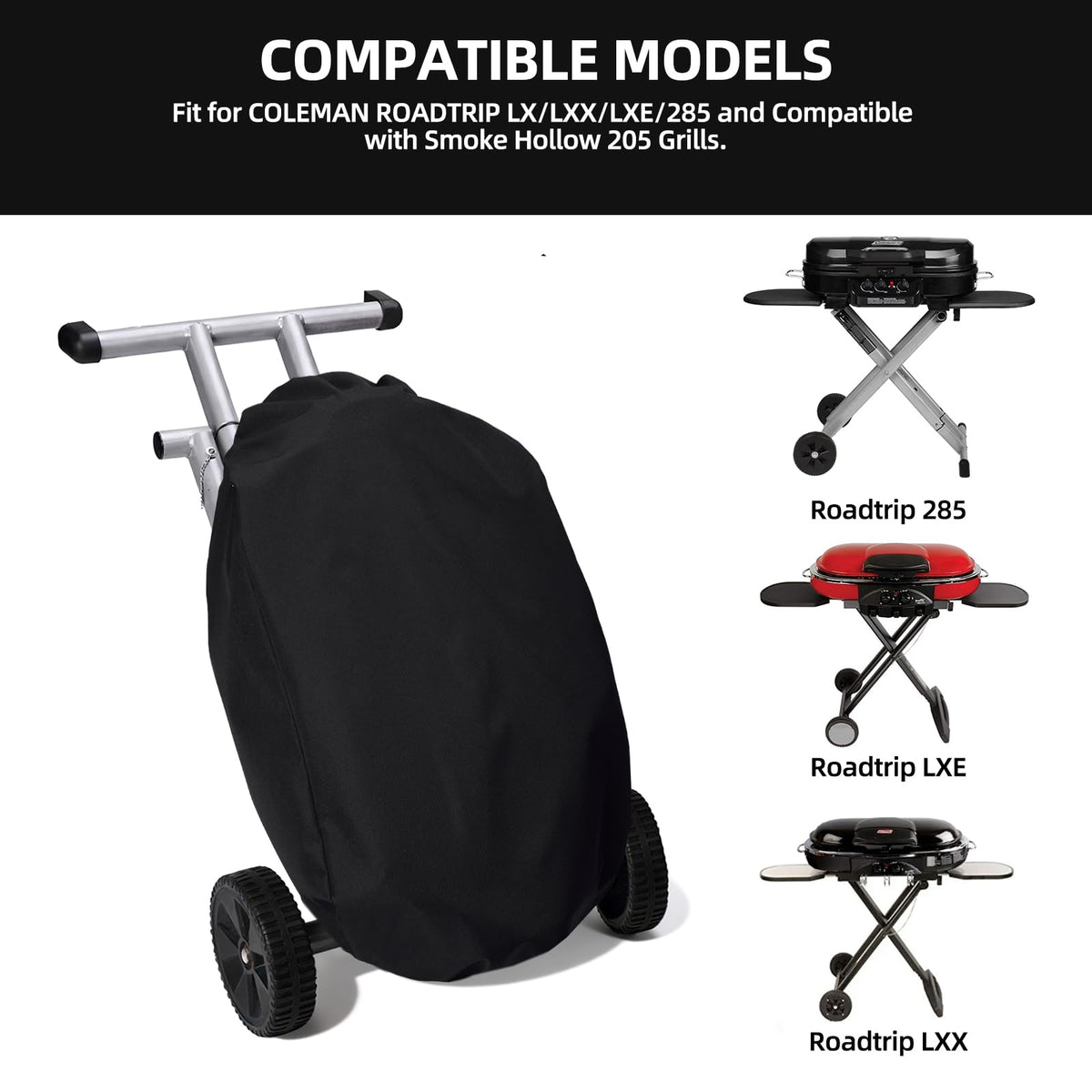 SCAUSY grill cover for Roadtrip LX offers snug fit and weather protection.