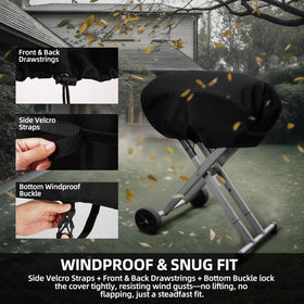 SCAUSY waterproof grill cover with 600D fabric and PU coating.