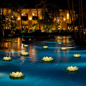 Scawim battery-operated lotus flowers brighten ponds and events.