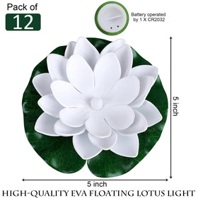 Scawim 12-pack water-activated lotus lights for garden ambiance.