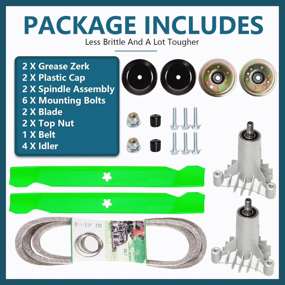 SCBHWJ 42-inch deck rebuild kit packaging and contents