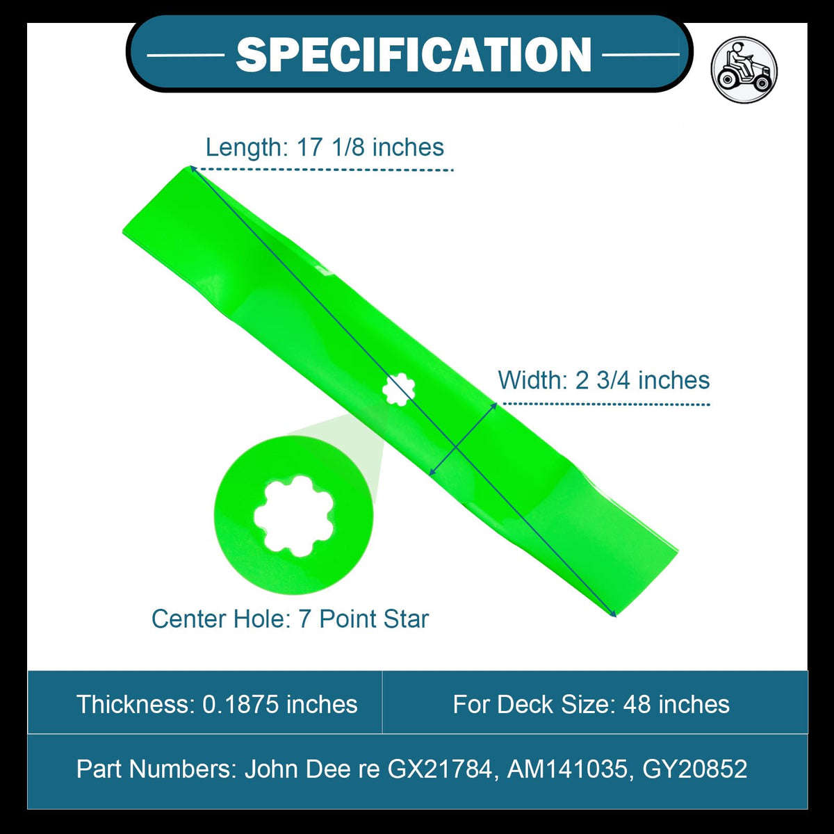 SCBHWJ blade close-up showing 7-point star center hole for secure mounting