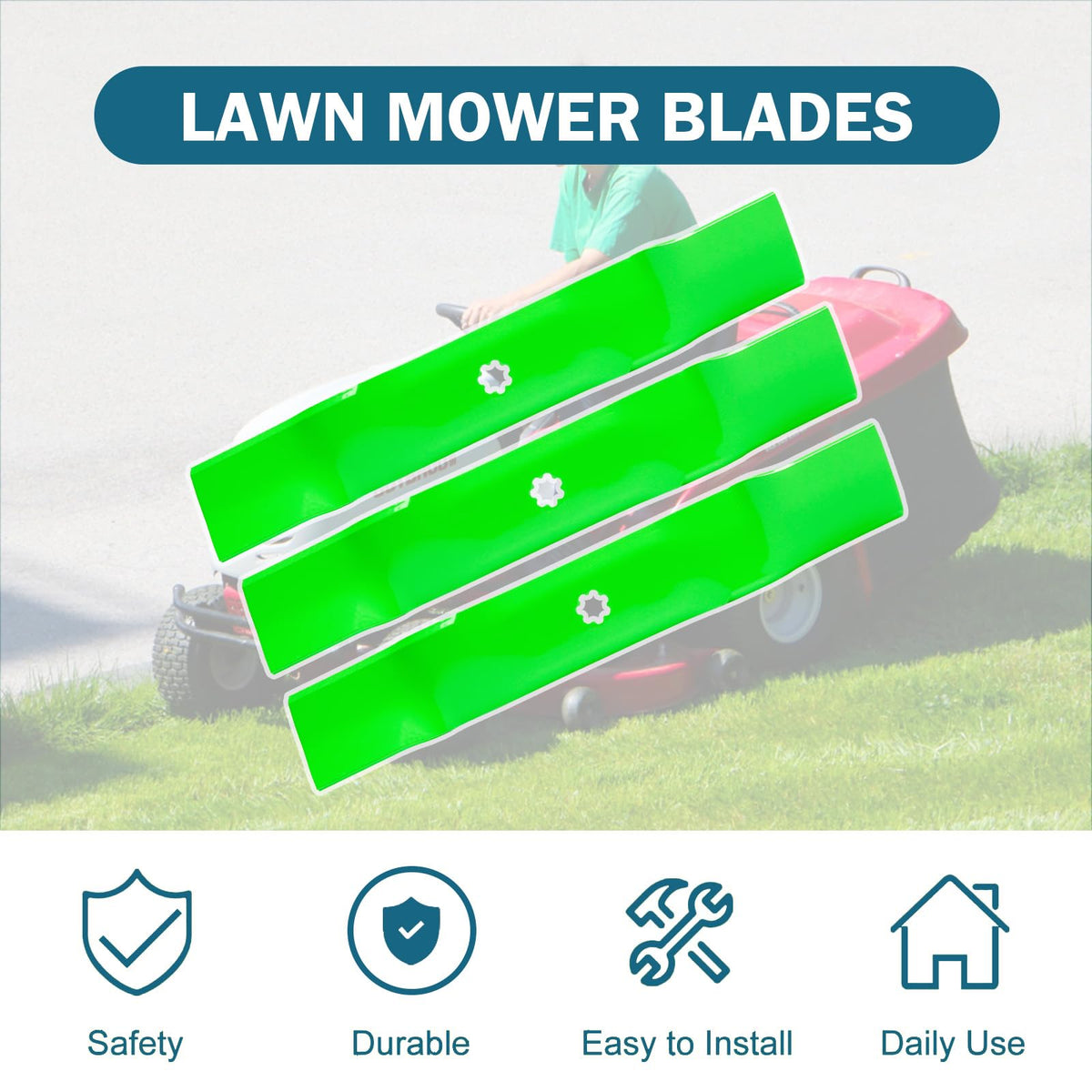 SCBHWJ blade length 17-1-8 inches aligned for 48'' decks