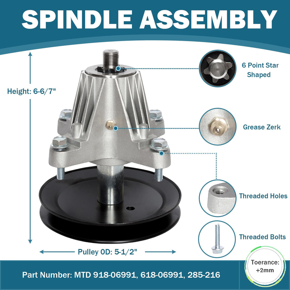 SCBHWJ Craftsman 618-06991/918-06991 spindle replacement for reliable fit