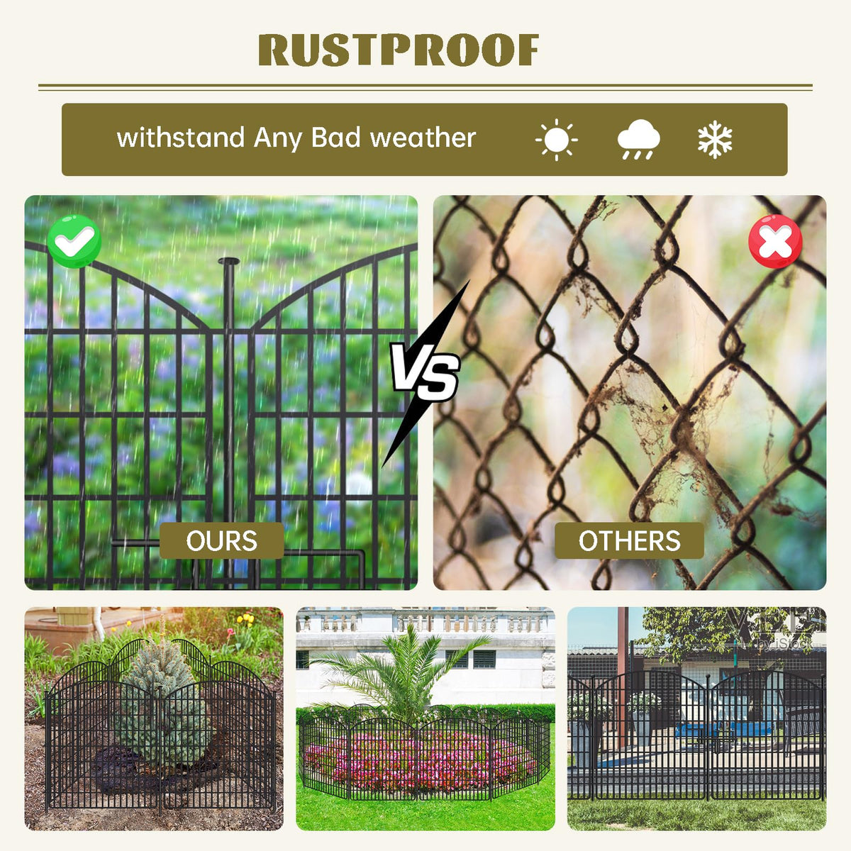 SCBIGM arched decorative fence blends with garden borders and space.