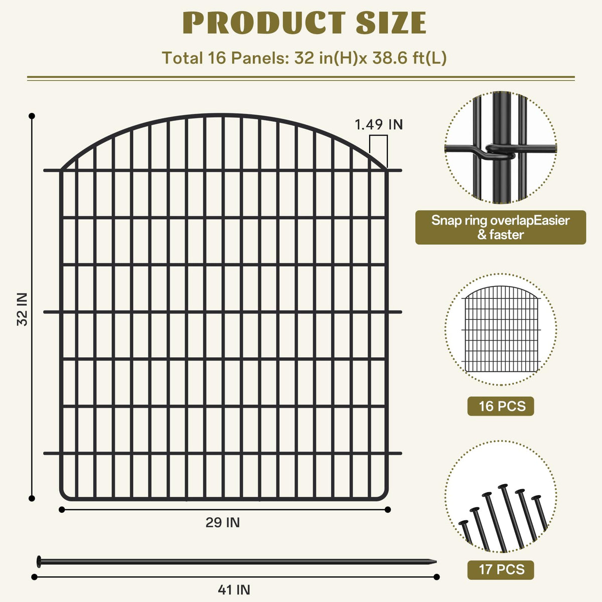 SCBIGM no-dig fence shows pre-assembled panels for fast, tool-free setup.