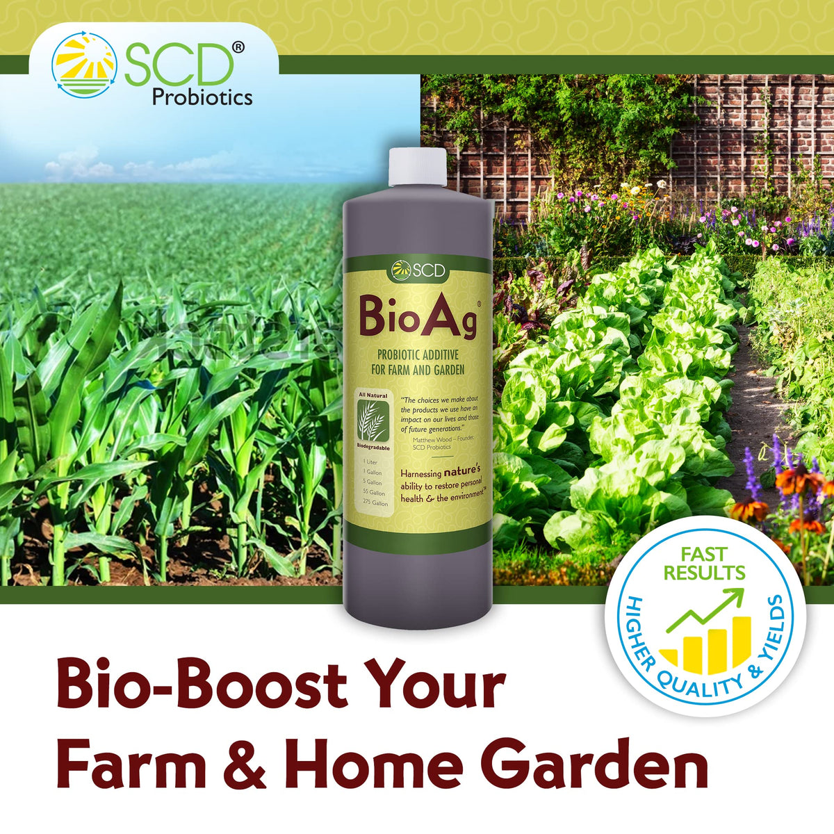 SCD BioAg bottle pour demonstrates easy application to nourish root zones