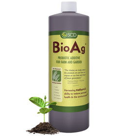 SCD BioAg bottle view highlights probiotic soil blend for healthier soil biology