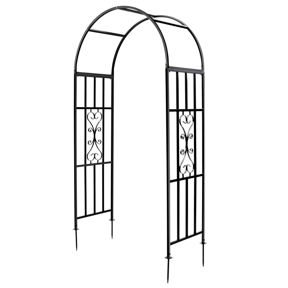 SCENDOR GARDEN arbor curved iron arch inviting climbing plants along a stylish entry