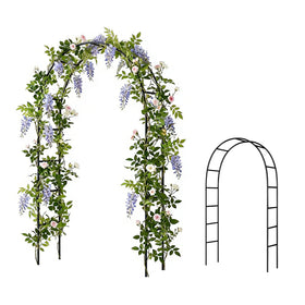SCENDOR iron pergola arbor front view highlights durable frame for stylish garden entrance.