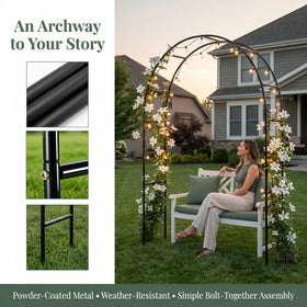 SCENDOR iron pergola arbor lightweight design enables easy relocation and assembly.