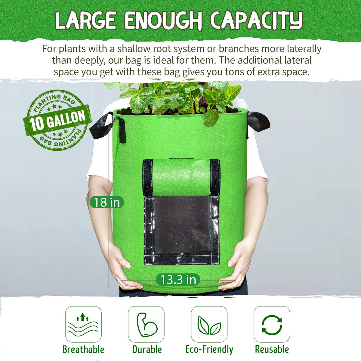 SCENGCLOS bag with accessible flap for easy watering and inspections.