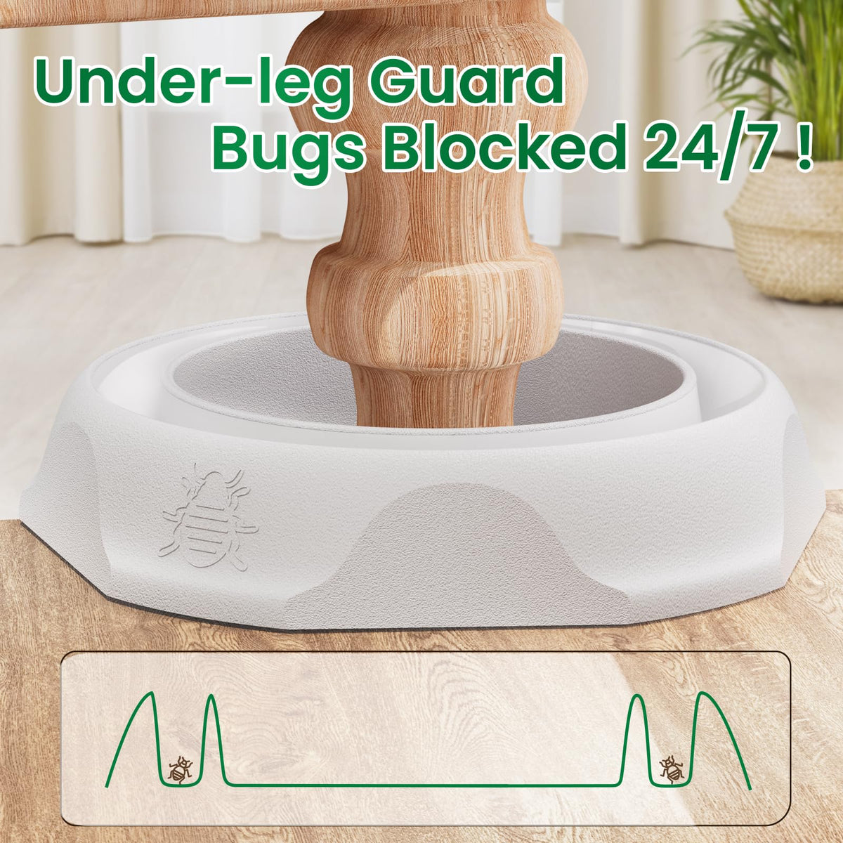 Schadro Bed Bug Interceptor provides 360-degree protection around furniture legs.